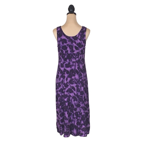 Caroline Wells Vintage Purple Floral Sleeveless Maxi Dress, Petite 12 - Picture 4 of 8